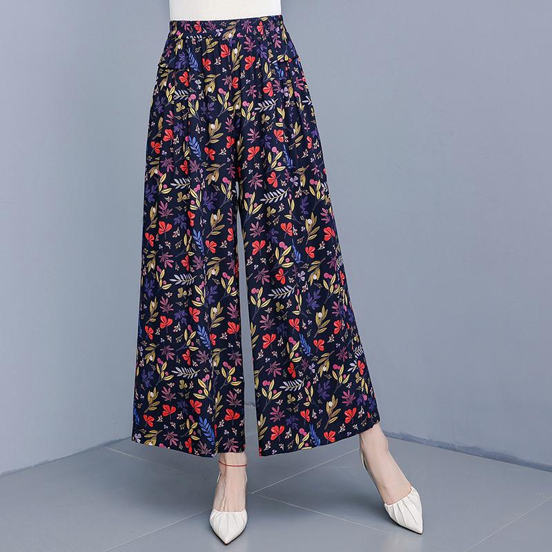 

Повседневные летние брюки большого размера для женщин больших размеров, элегантные женские брюки с эластичной талией, винтажная одежда с высокой талией XL