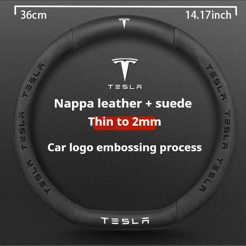 Car Carbon Fiber Leather Anti-Slip Steering Wheel Cover For Tesla Cybertruck Beast Roadster Model 3 Model Y Model S Model X