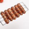 Stainless Steel Grill Basket with Handle Hot Dog Grilling Rack BBQ Sausage Holder Rust-Resistant Expandable BBQ Grill Tool for Outdoor Cooking