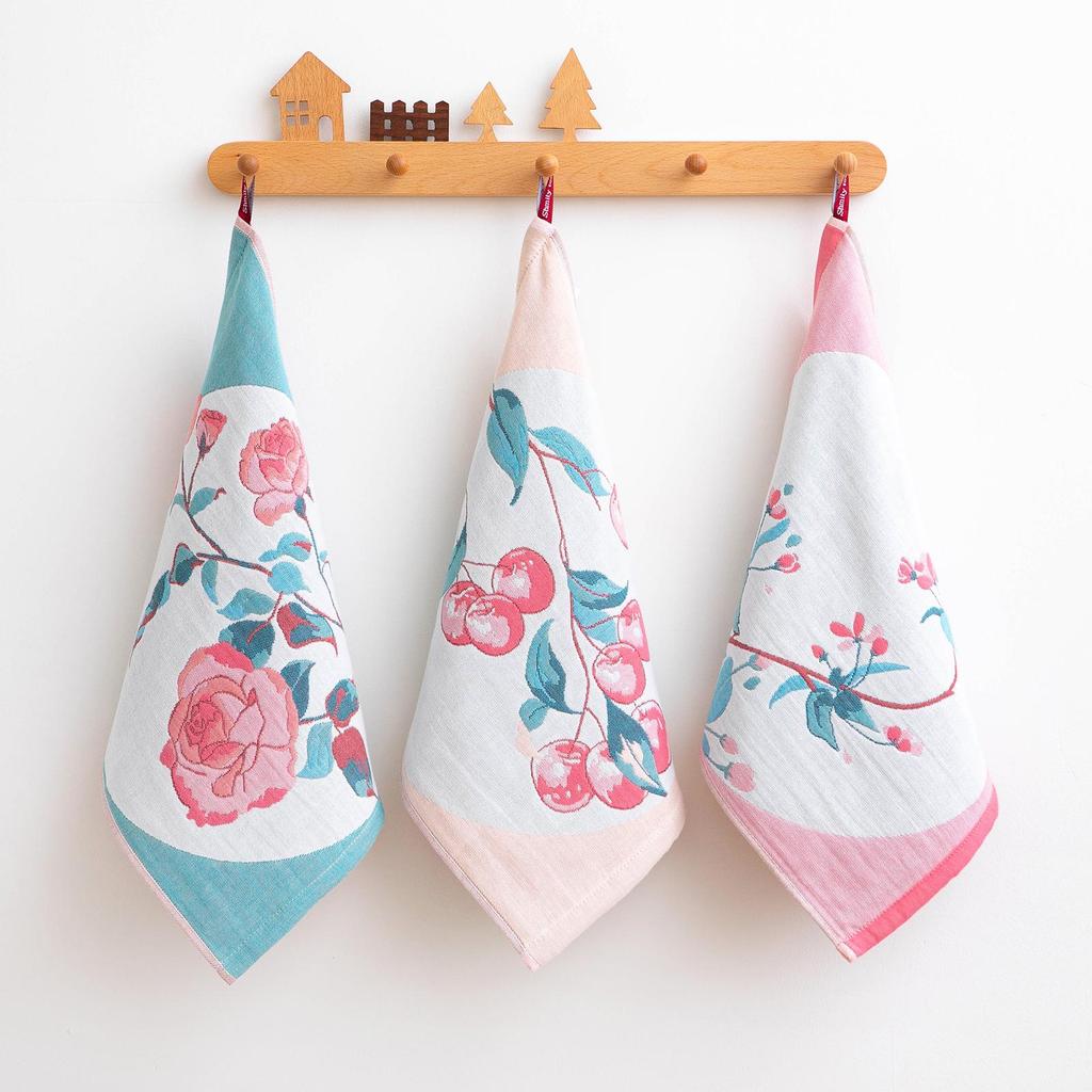Enlarged Soft 3-Piece Cartoon Cotton Gauze Towel Set, 4-Layer, with Hanging Rope, for Baby and Child Face Washing