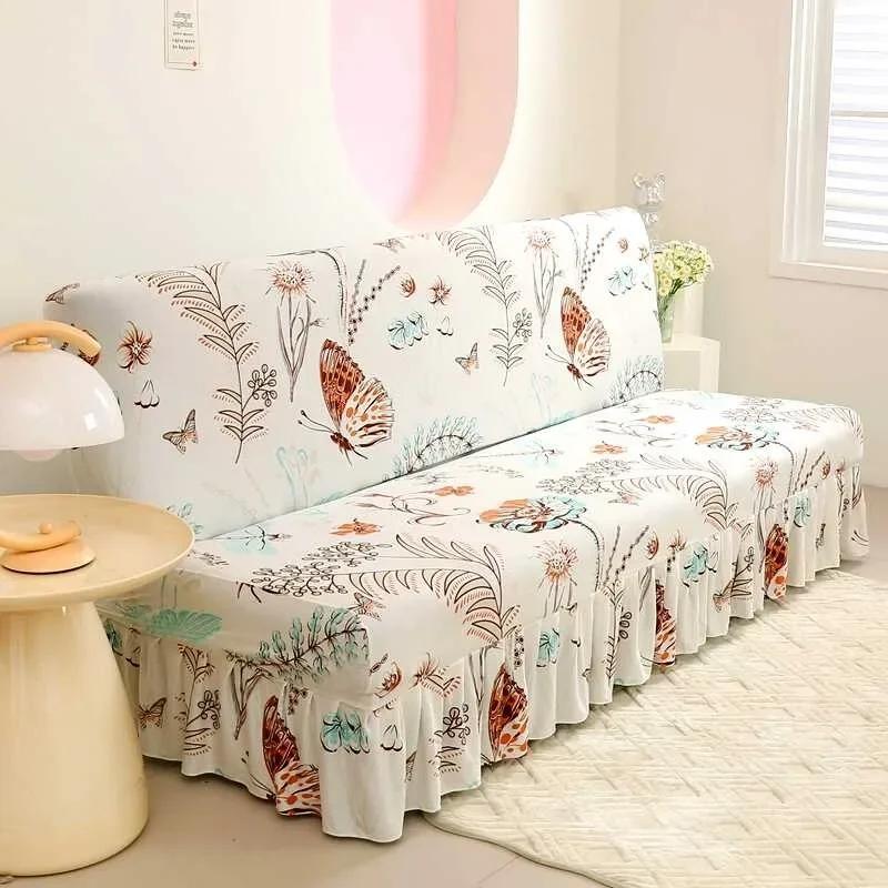 Elastic Sofa Bed Cover Armless Sofa Protector Home Decoration Couch Cover Simple Style Couch Slipcover Housses De Canapé