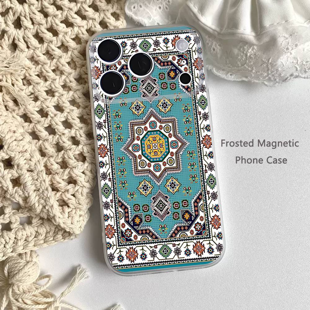 VINTAGE Persian Carpet Pattern For iPhone 11,12,13,14,15,17,16,Pro,Plus,E,Max,Air,Mini Clear Magnetic Frosted Cover