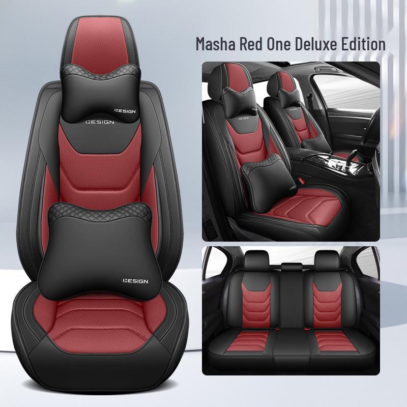 Universal All-Season Five-Seat Leather Car Seat Cover – Full Coverage, Wear-Resistant, Durable, No Removal Needed.