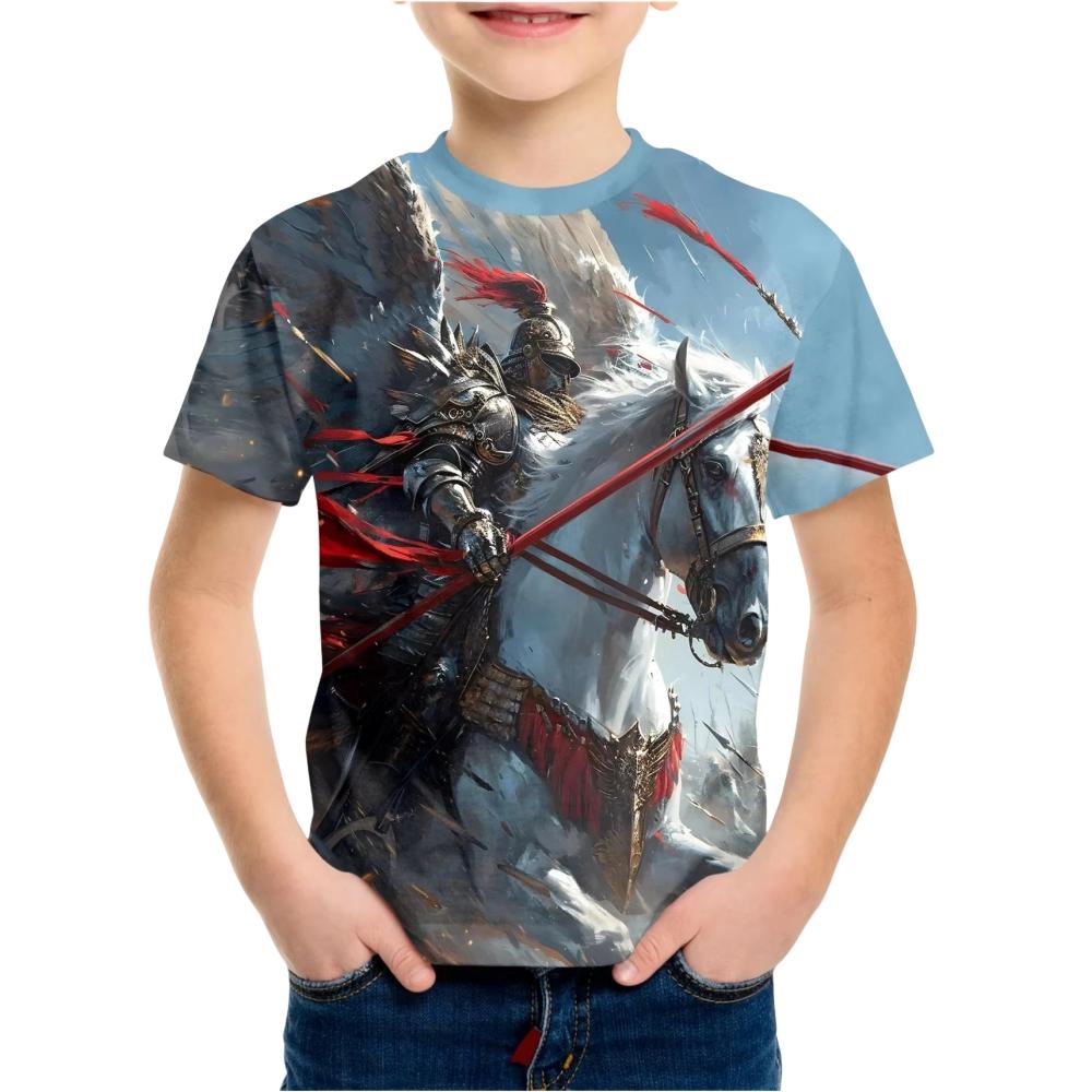 Children's Clothing Boys Tshirt Short Sleeve Stylish 3D Horse Print Kids Summer Clothes Casual Child Girls Clothing O-Neck Tops