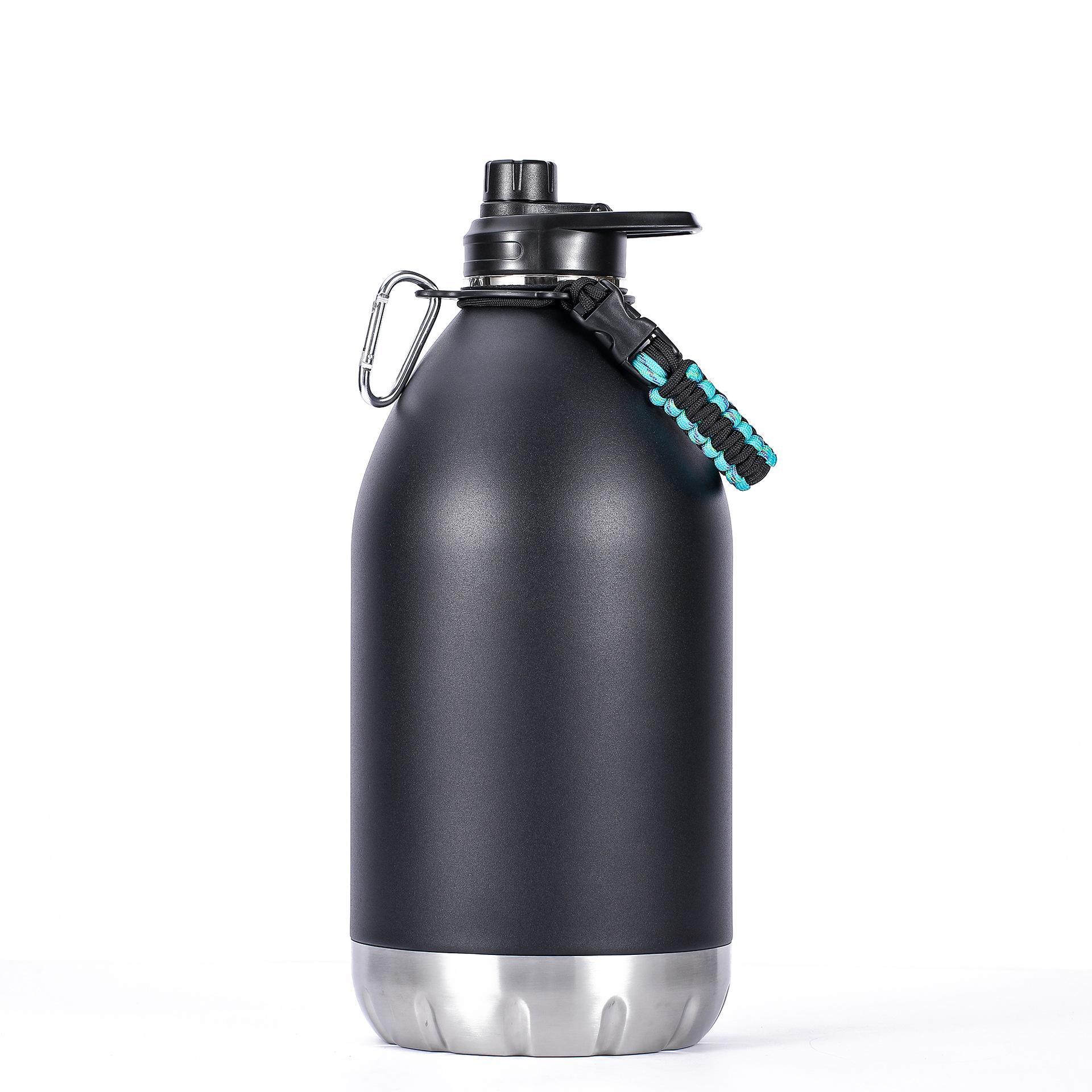 Large-capacity water cup gallon pot 304 stainless steel vacuum double-layer outdoor sports kettle, large-capacity travel bottle 3.8L чёрный