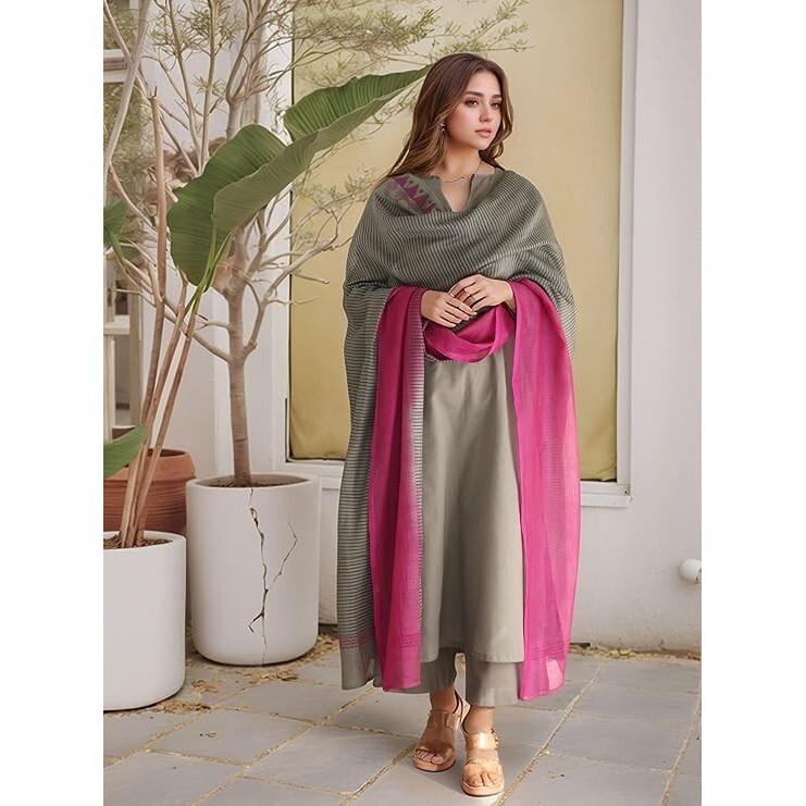 Kurti dritto tinta unita in rayon da donna con pantaloni e dupatta Abito da sera Salwar Kameez VFP-1865a
