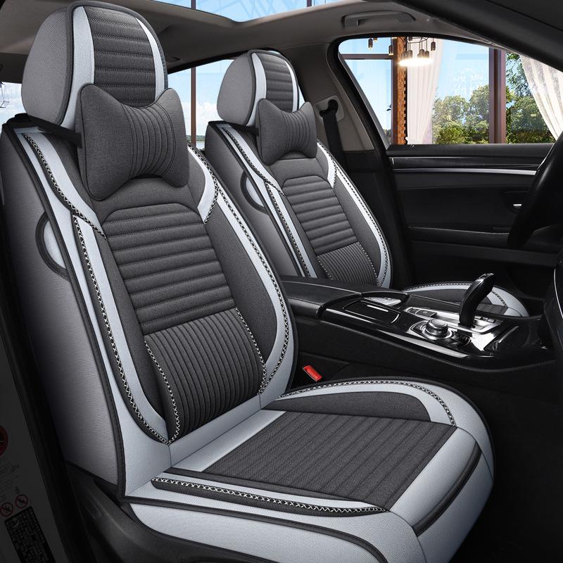 Thickened Linen Car Seat Cushion Cover for Summer