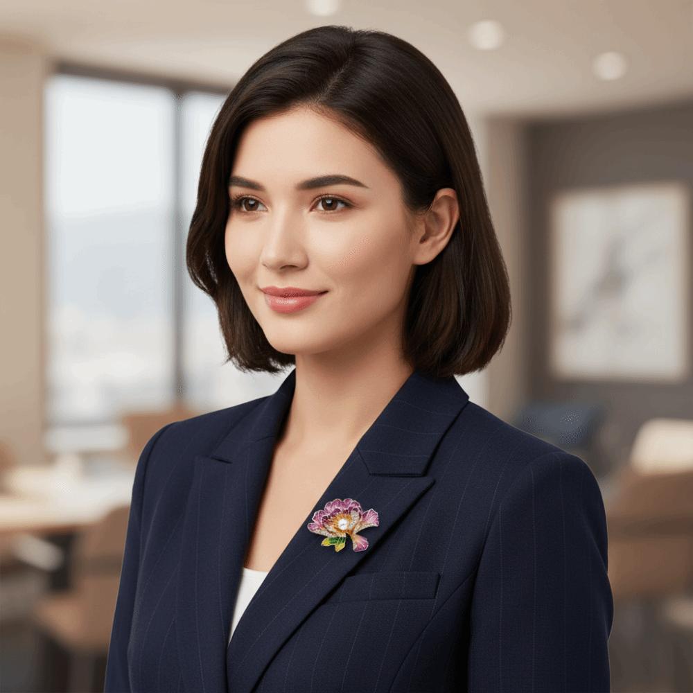 Handmade Peony Flower Brooches Colorful Chinese Style Corsage Fashion Lapel Pin for Women