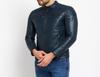 NOORA New Leather Jacket for Men Slim Fit Navy Blue Color