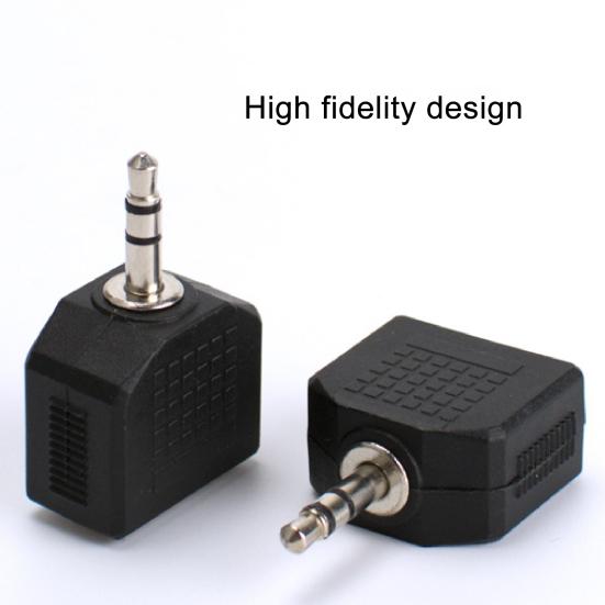 3.5mm Audio Splitter Block-shaped Stable Transmission PVC Couple Earphone Converter for Phones