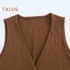 Vest Top for Women Vintage Tank Crop Top V Neck Button Down Waistcoat Retro Casual Sleeveless Cardigan