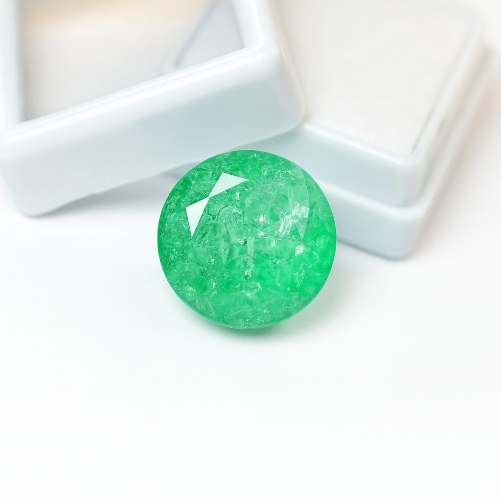 Zambian 40 Ct Round Shape NATURAL Green Emerald Loose Gemstone