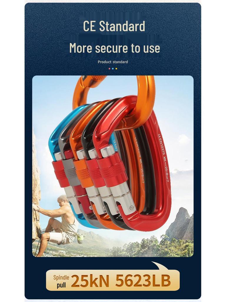 Outdoor Aluminum D-Shaped Lock: Camping, Hammock, Backpack, Rock Climbing, and Mountaineering Clip.