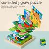 Bilderwürfel Holz 16-Piece Wooden Cube Puzzle 3D Puzzle Game Montessori Educational Toy for Boys Girls Ages 2 3 4 Years Old