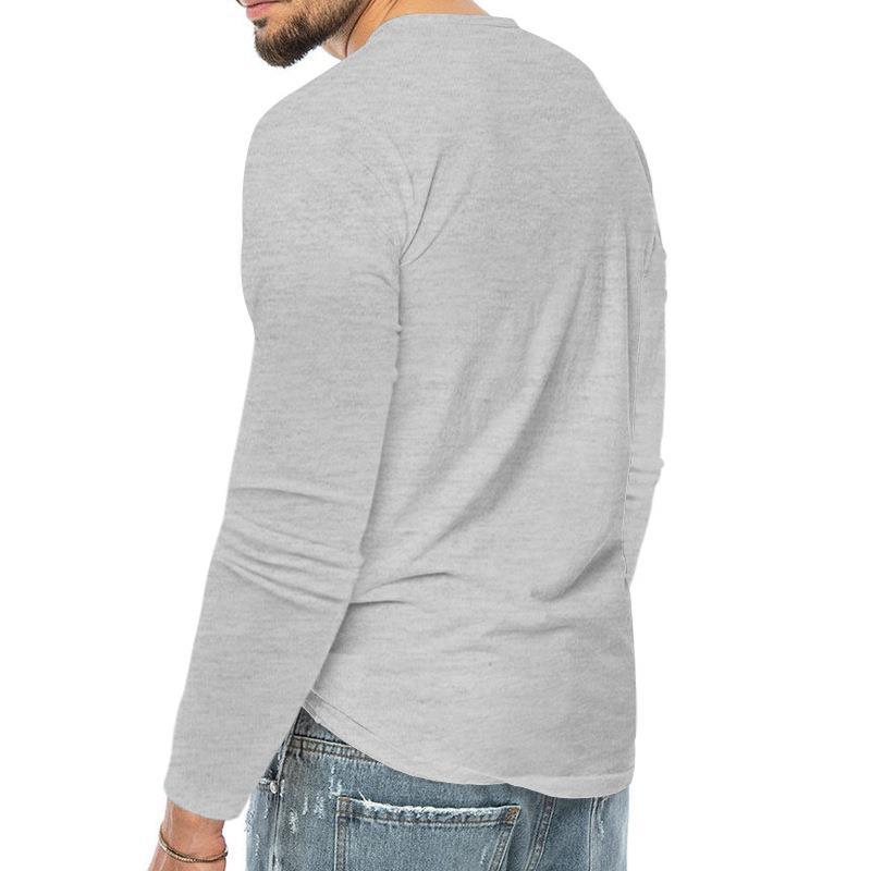 Four Seasons Men's T-shirt Long-sleeved Bottoming Shirt Slim Buttons V-neck Long-sleeved Body Shirt Men's