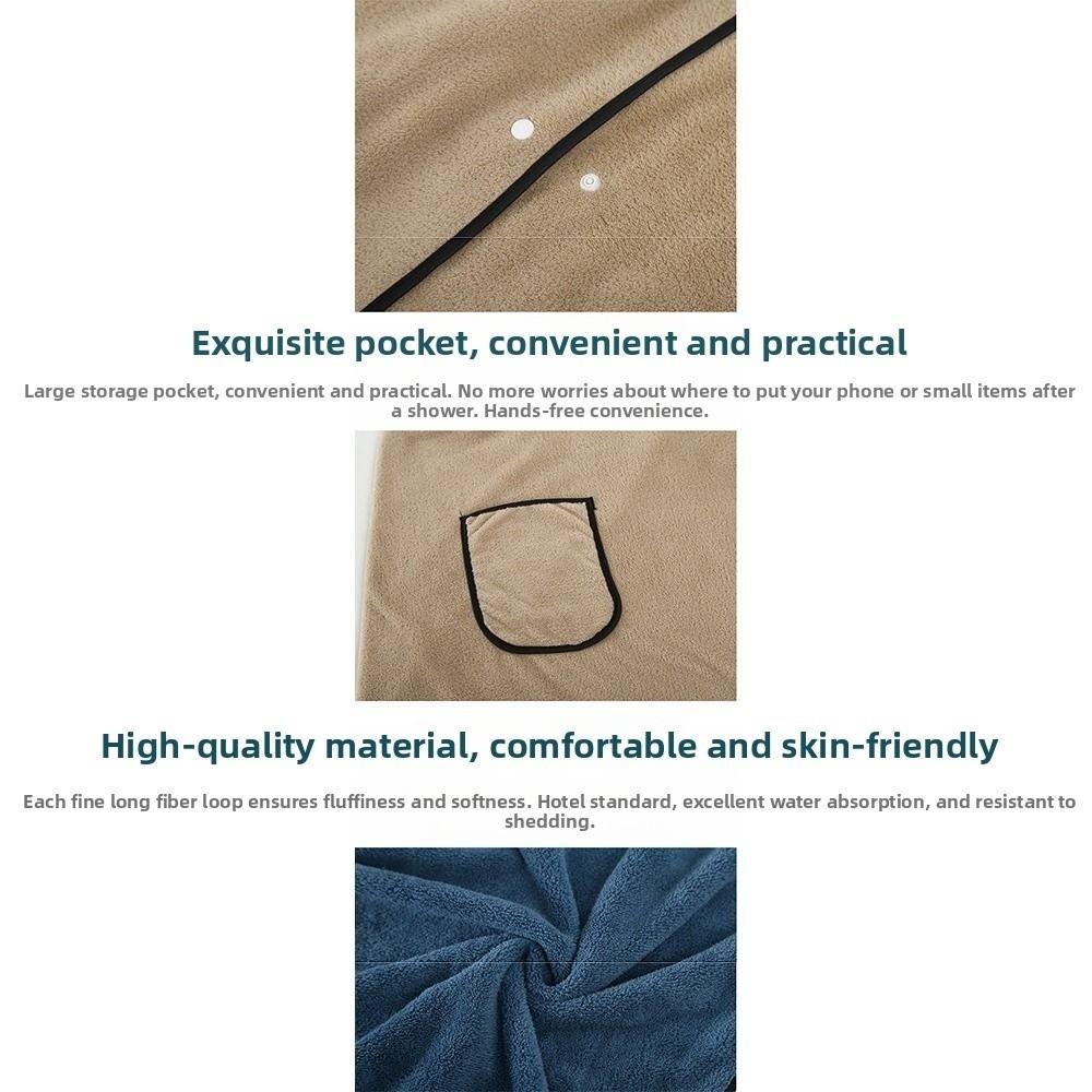 Coral Fleece Wearable Towel Soft Comfortable Beach Wrap Thick Design Bath Skirt  Pool Use