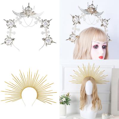 Rhinestones Goddess Crown Versatiles Make Up Headpiece Wedding Crown Headband for Weddings and Cosplay
