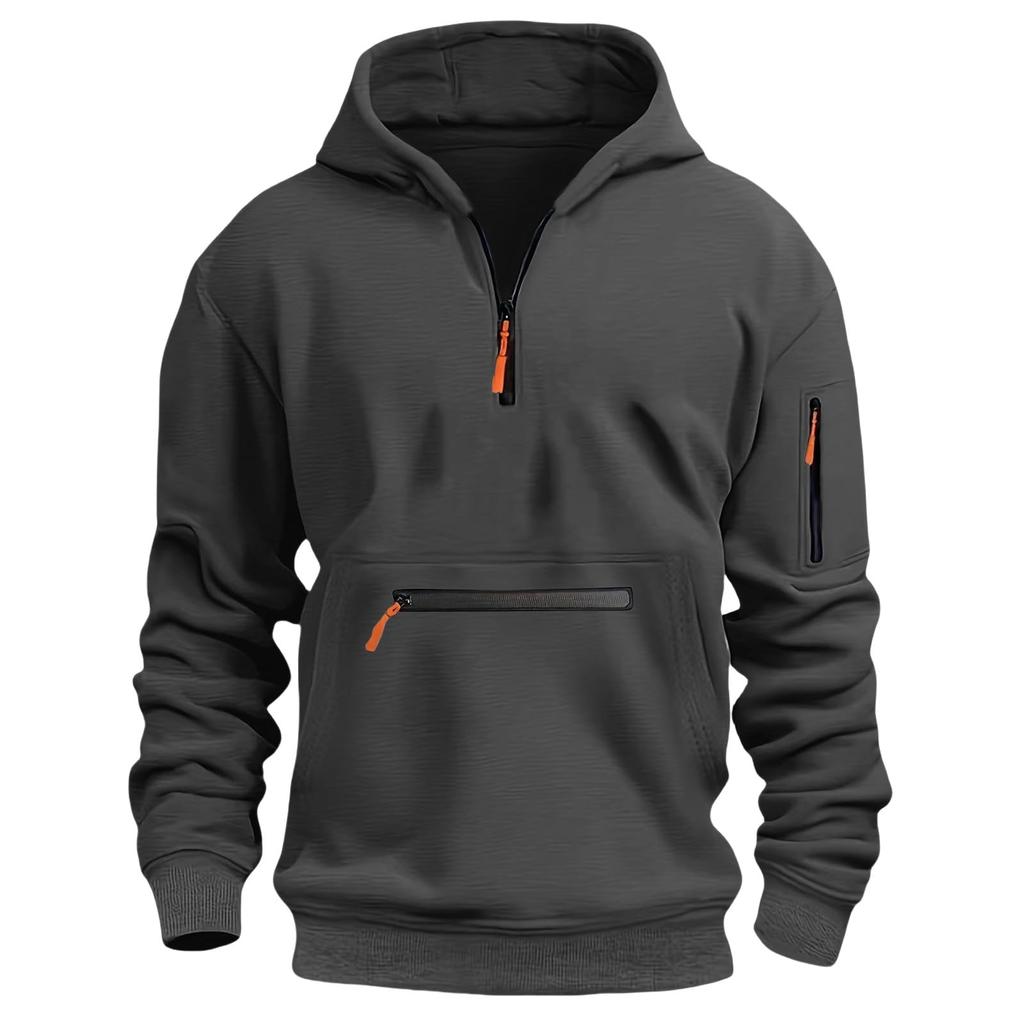 Boys' Fashion Solid-Color Pullover Hoodie With Round Neck