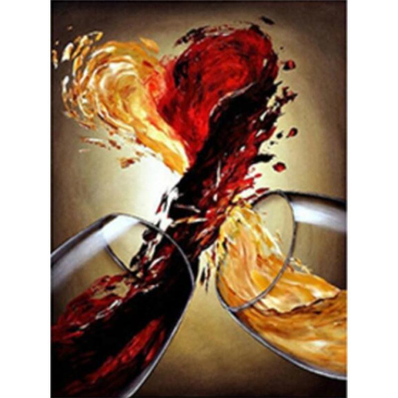 5D DIY Diamond Painting Wine Glass Art Diamond Embroidery Cross Stitch Kit Full Rhinestone Mosaic Home Decor