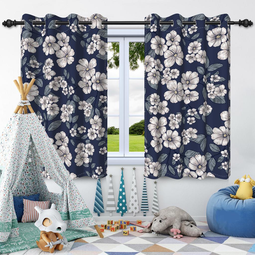 2pcs Luxury Boho Flowers Window Curtains for Home Bedroom Living Room Drakening Heat Insulation Noise Reduction Blackout Drapes