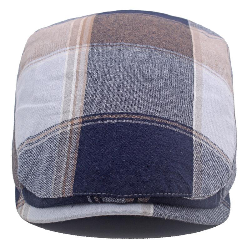 Spring Autumn Thin Beret Men's Cotton Plaid Forward Cap Outdoor Sun Hat Newsboy Cap Male Gatsby Painters Hats