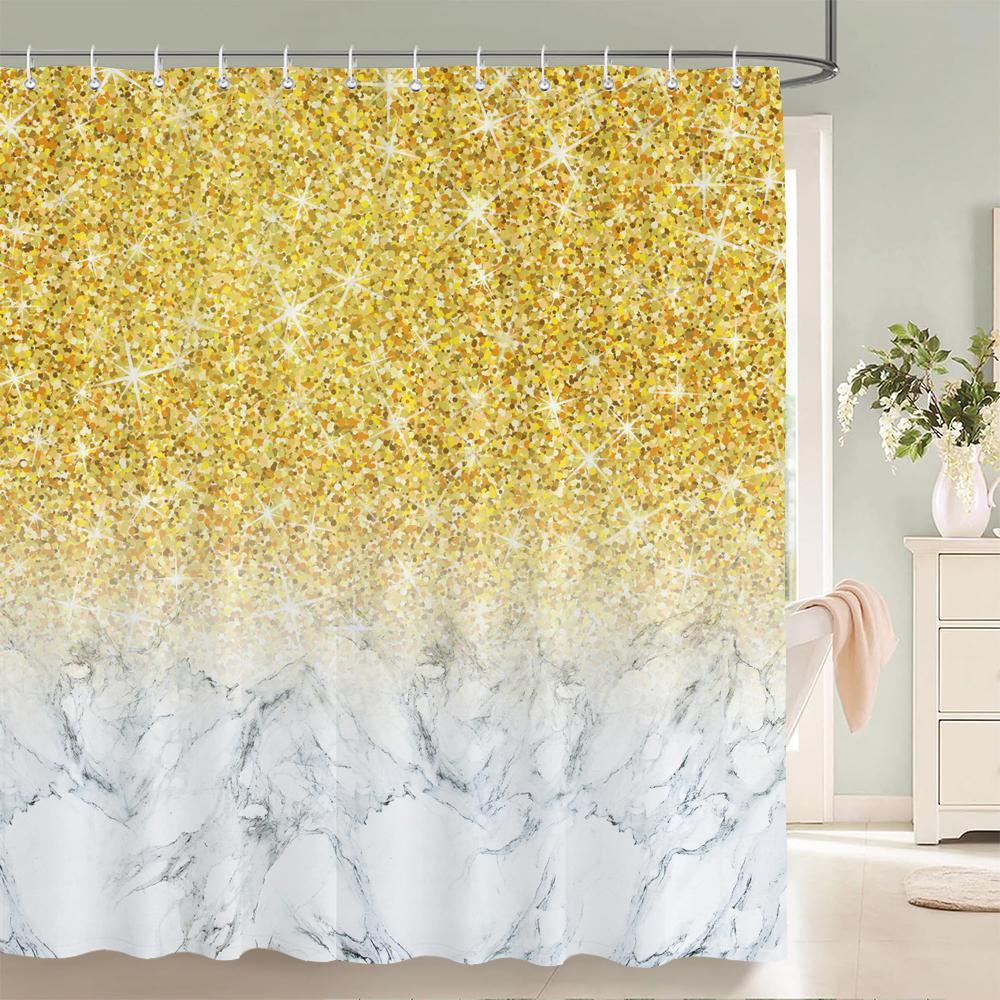 

3D Печать Золотая Мечта Сияющие Звезды Занавеска для Душа с Крючком Занавеска для Душа Полиэстер Водонепроницаемая Домашний Декор Занавеска 180X180 W90xH180cm