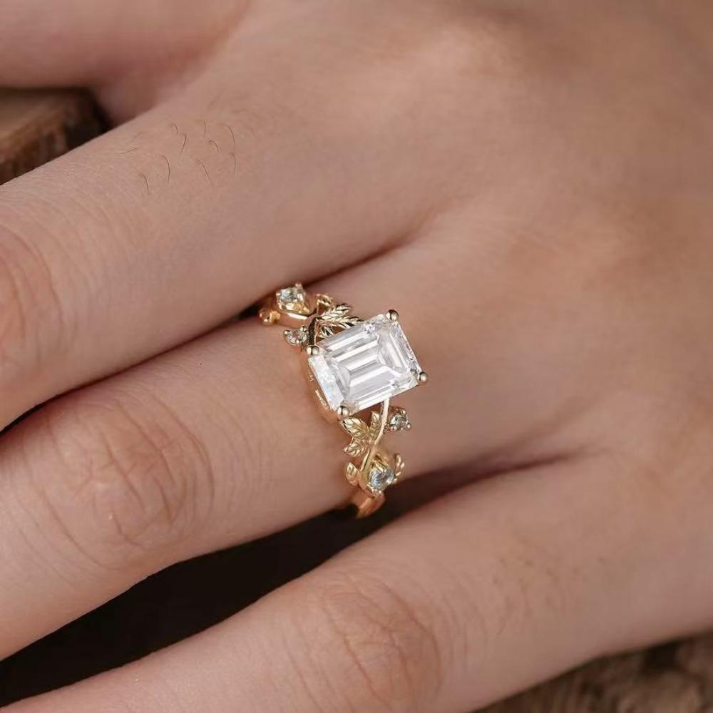 Luxuriöser europäischer und amerikanischer INS-Stil quadratischer Zirkonring modischer vielseitiger Blumen-Damenring neuer Schmuck