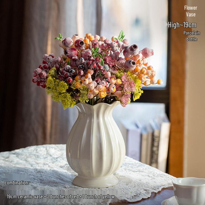 Bionic Blueberry Artificial Flowers for Living Room Decoration - Dried Flower Bouquets Arrangement