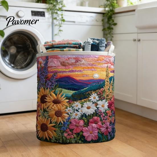 Cozy Laundry Hamper Quilted Basket, Thick Durable Fabric Storage Hamper, with Lightweight Basket Reinforced Handles, Clothes Toys Organizer