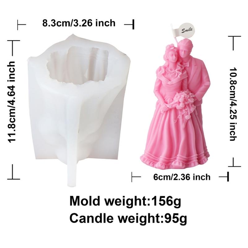 Groom and Bride Shape Silicone Candle Mold Perfect Gift for Art Enthusiasts