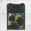 Vintage Washed Dark Humor Shirt, Smoking Frog Meme Tee, Shark Attack Parody T-Shirt, Retro Cinematic Graphic Shirt, cI199aTa