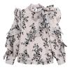 Fashion New 2024 Autumn Ruffles Long Sleeve Bow Collar Print Chiffon Blouse Shirt Women Tops Blouses Shirts J467