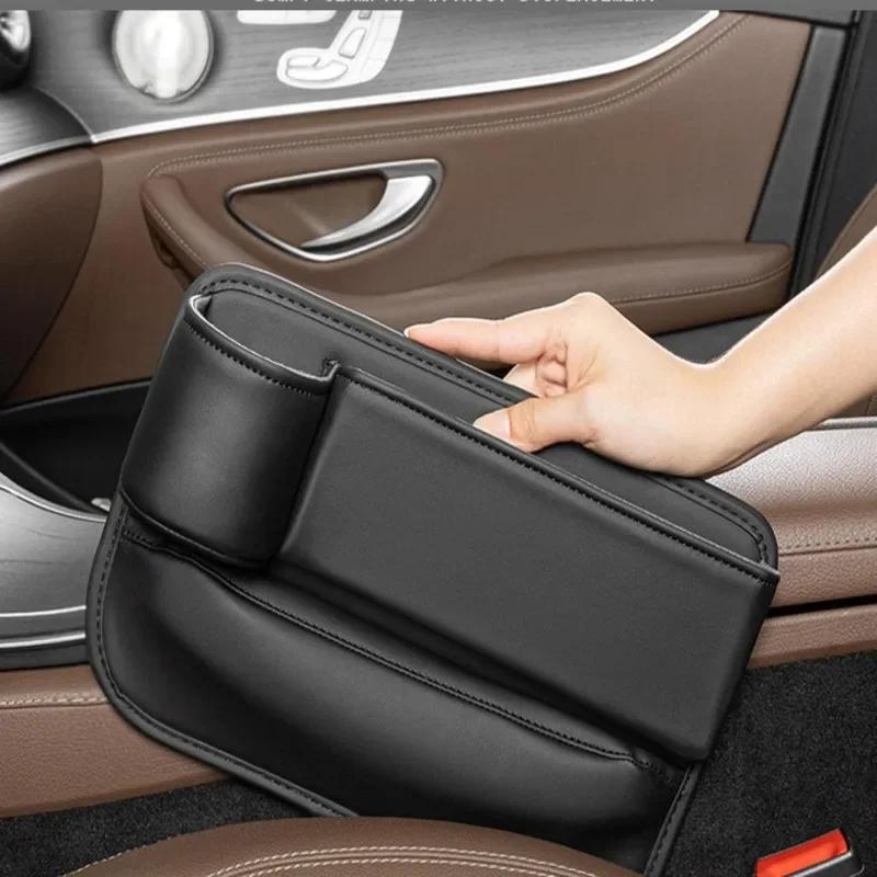 Car Seat Gap Filler Automotive Seat Leather Storage Box Water Cup Holder Gap Side Organizer Front Seat Gap Filler Storage Box