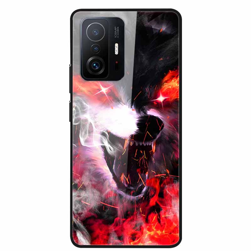 Case For Xiaomi 11T Pro Glass Hard Tempered Glass PC Phone Cover For Xiaomi Mi 11T 11 T Pro Shockproof Landscape Cute Capa Coque