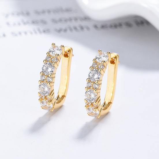 1 Pair Ear-buckle Earrings, Circle Earrings with Dazzling Cubic Zirconia, Layered Design Easy to Wear Round Earrings for Daily Wear