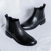 Fashion Men Casual Leather Pointed Toe Brogue Boot Classic British Style Casual Business Ankle Boot fFlat Designer Antiskid Outdoor Boot