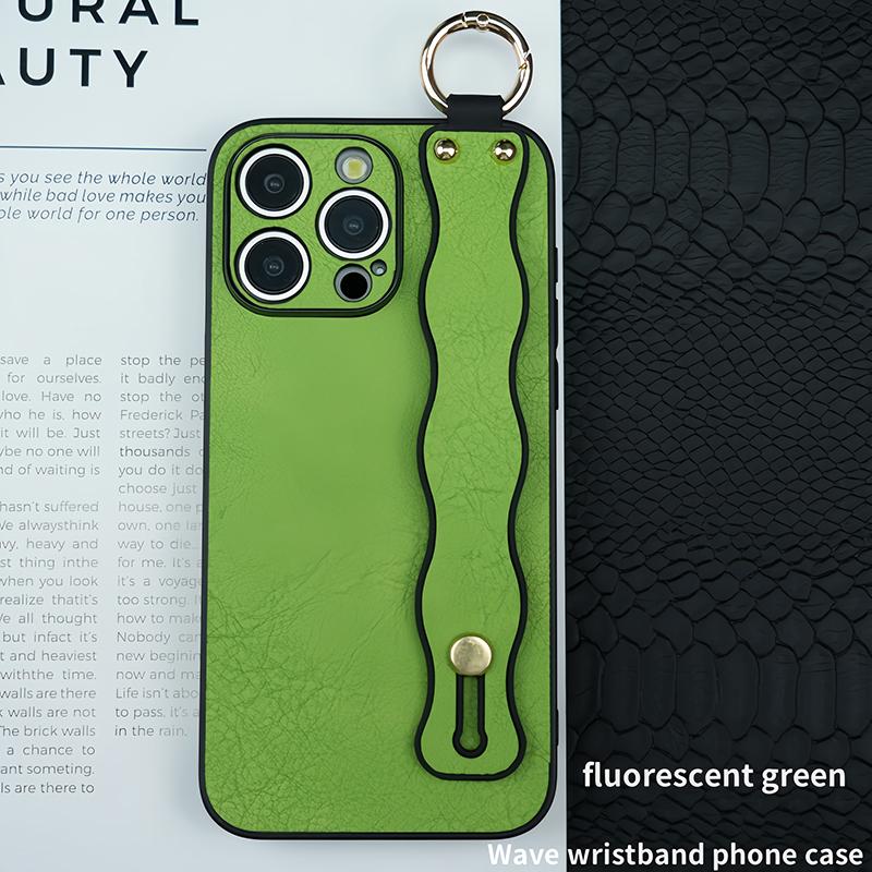 

Мягкий ТПУ Ударопрочный Кожаный Ремешок Держатель Чехол для Телефона для iPhone 16 Pro Max Plus Защита Объектива Камеры Однотонная Задняя Крышка For iPhone 16 зелёный