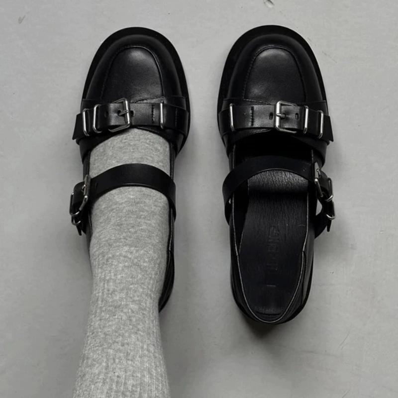 Fashion Ladies Shoes on Sale 2024 New One-word Buckle Women's Pumps Spring Solid Mary Jane Shallow Mouth Mid Heel Dress Pumps Women