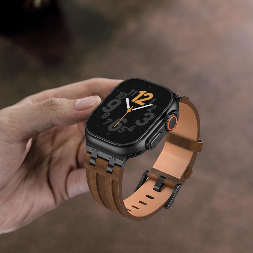 Metal+Leather Band For Apple Watch Ultra 3/2 49mm 42 44 45 46MM High Quality Strap For Iwatch S 11 10 9 8 7 6 5 SE3 Bracelet