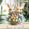 2D Flat Print Style Easter Bunny Acrylic Desktop Decoration, Colored Egg Basket, Suitable for Wall Decoration, Porch, Room, Villa, Accents Home, Hallw