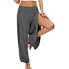 Damenmode-Haremshose, seitlich geteilt, Jogging, Hippie, Yoga, Strand, einfarbig, Sporthose