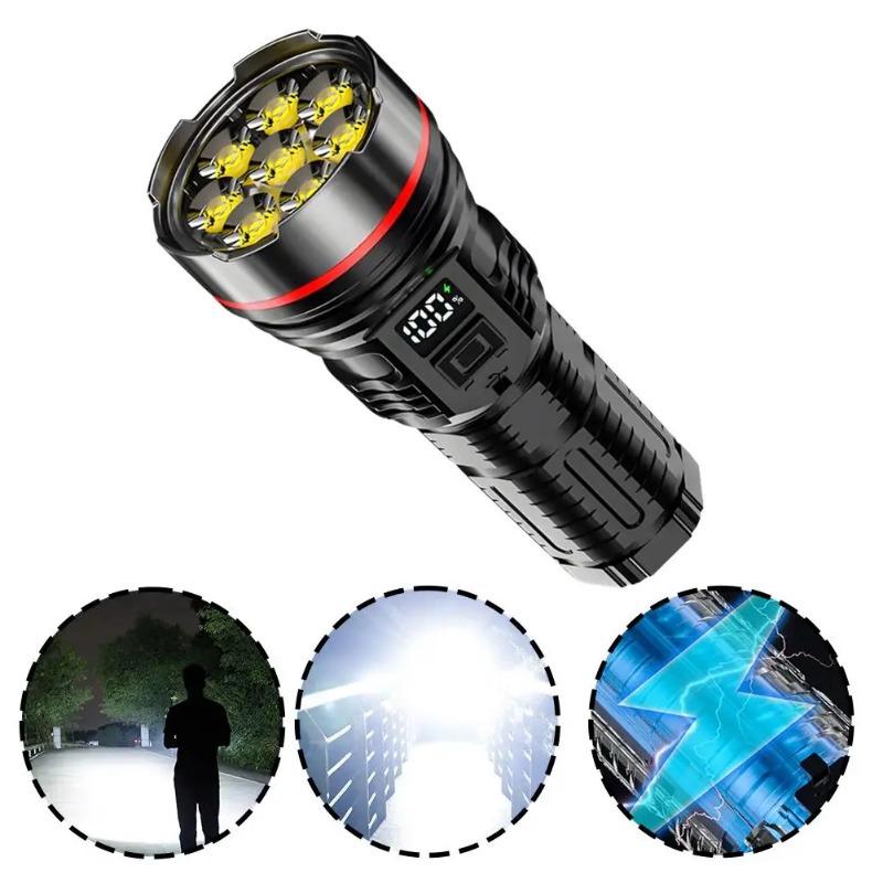 8LED High-power Flashlight Strong Light Rechargeable Camping Dimming Multi-gear LED Low Light Reminder Battery Torch Portab P2S0