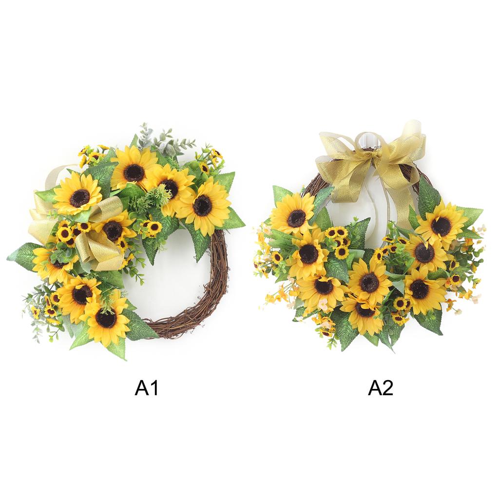 Künstlicher Sonnenblumenkranz 40cm Lebensecht Seidenblume Plastik Falscher Sonnenblumenkranz für Wand Tür