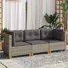VidaXL Canapé de jardin avec coussins 3 places gris résine tressée, canapé d'extérieur, siège de jardin, canapé de jardin 365918