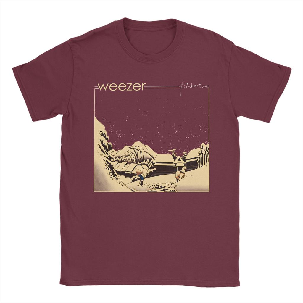 Weezer Band T Shirt Beach  Cotton T Shirts For Men Trending Custom Logo Tee Shirt Short Sleeves Y2K Funny Tees