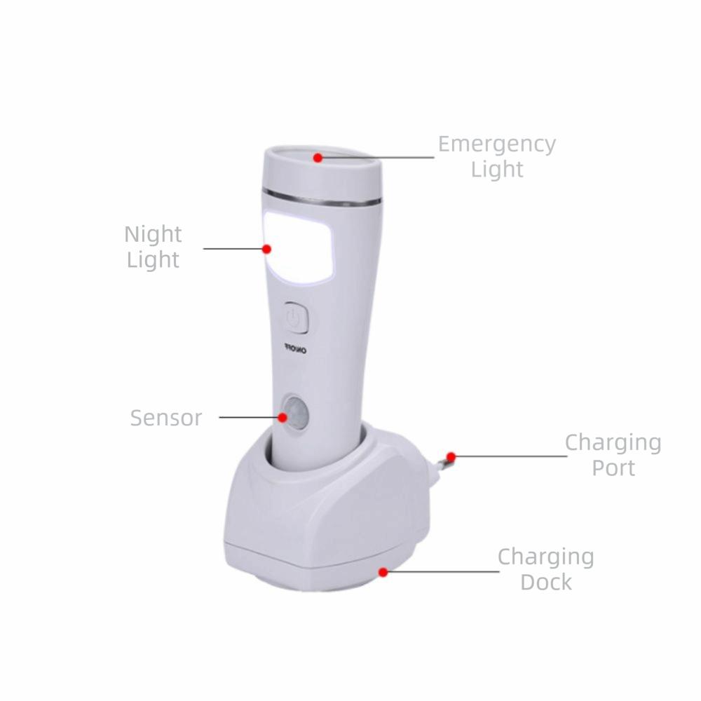 Motion Sensor Rechargeable Flashlight 4 in 1 Power Outage Light Plug-in Flashlight  Night