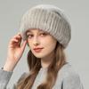 Mink Hair Hat Female Korean Version Winter New Rabbit Hair Blended Knitted Hat Temperament Headband Hat Showing Face Small Fur Hat