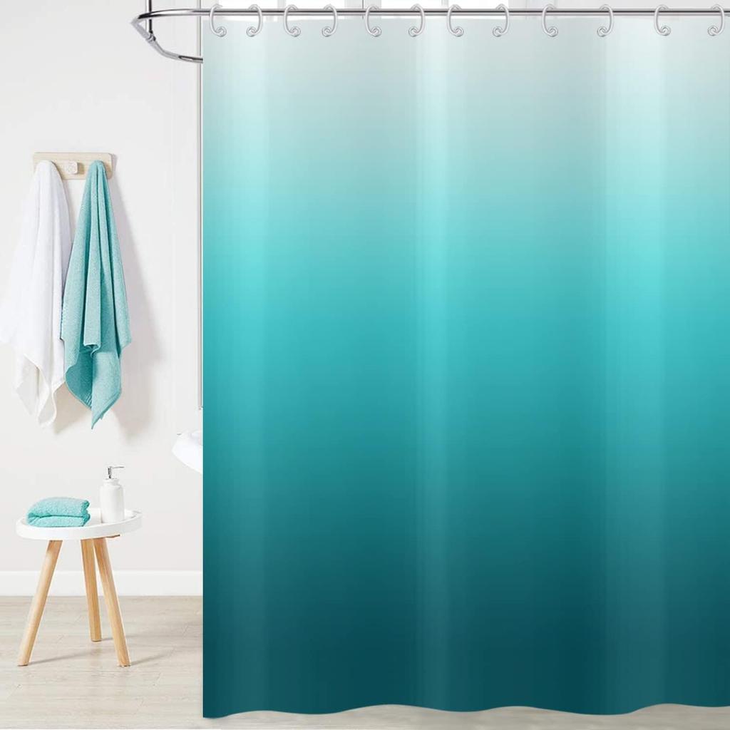 Water Ocean Abstract Blue Green Gradient Shower Curtain 90X 180Cm, Modern Waterproof Washable Shower Curtain