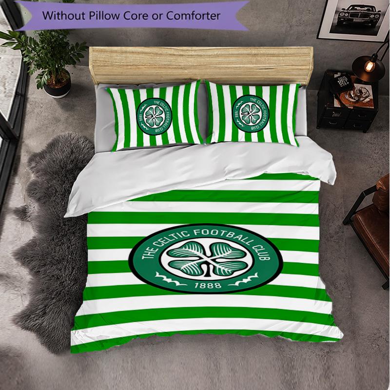 Celtic FC 3 Piece Bedding Set Soft Duvet Cover Set with Pillowcases Printed Bedroom Decor Set for Home