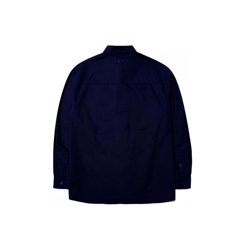 MLB Solid Logo Multi-Pocket Casual Long Sleeve Shirt Unisex shirts Dark-Blue 3AWS03014-50NYD
